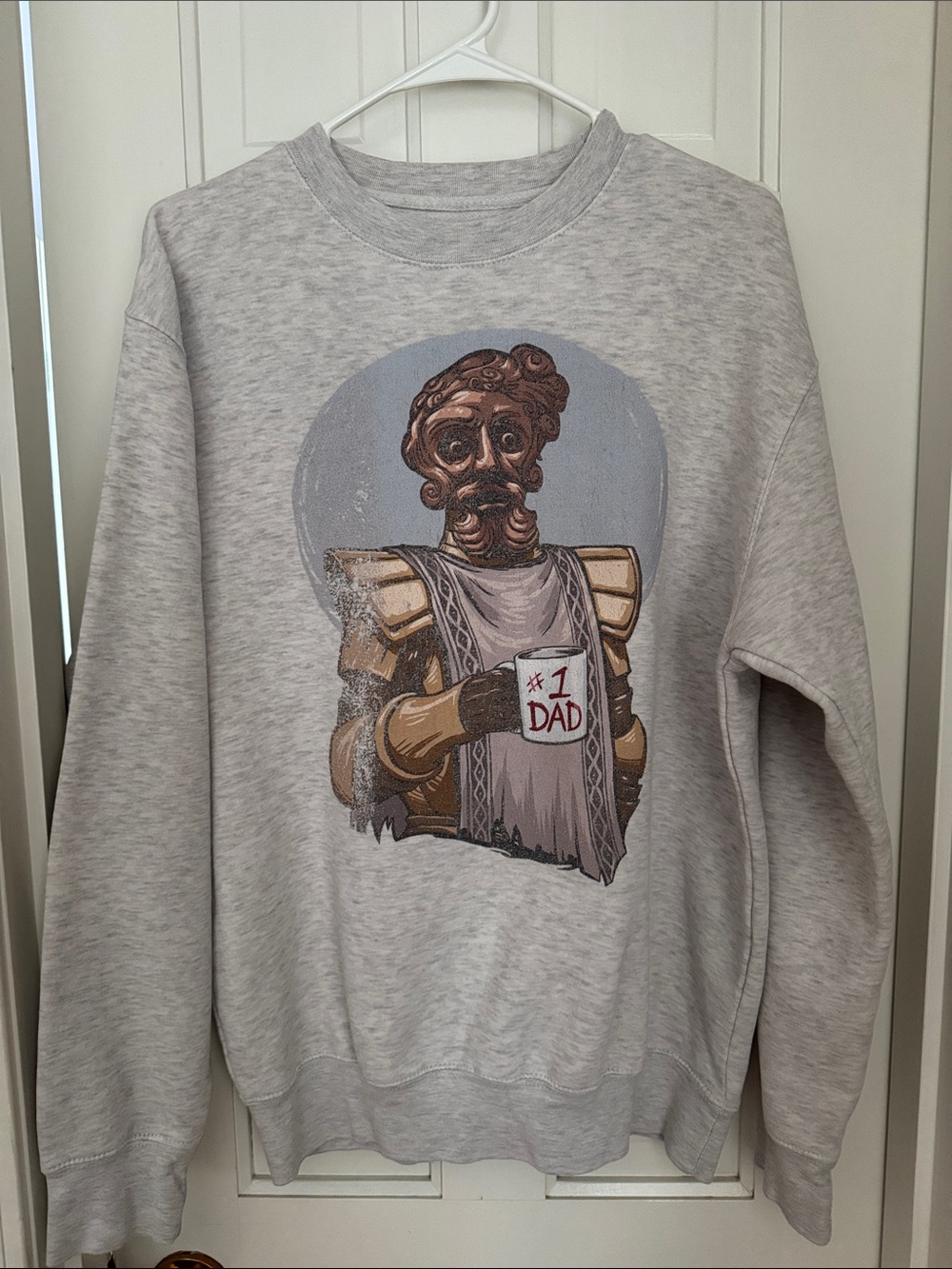 Fathers Day gift Gray Novelty #1 Dad Graphic Crewneck Sweatshirt